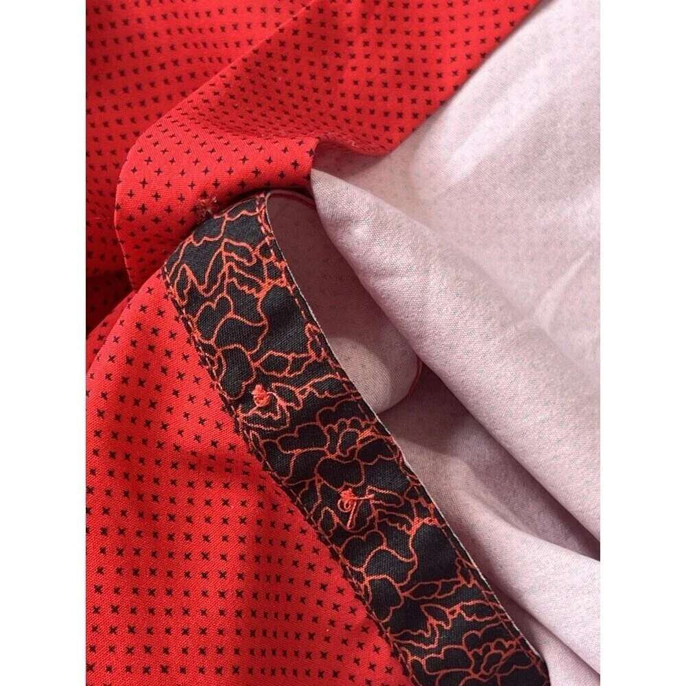 Azaro Uomo Men's Slim-Fit Black Red Long-Sleeve Dress Shirt Size Large